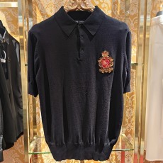 [홍콩명품.D&G] 돌체앤가바나 25SS 로고 자수 카라 폴로 니트 반팔 티셔츠 (블랙), BM20899, JU, 홍콩명품의류,구매대행,온라인명품