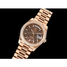 [홍콩명품. ROLEX] 로렉스 롤렉스 데이데이트 로즈골드 40mm 다이아몬드 베젤 브라운 다이얼
