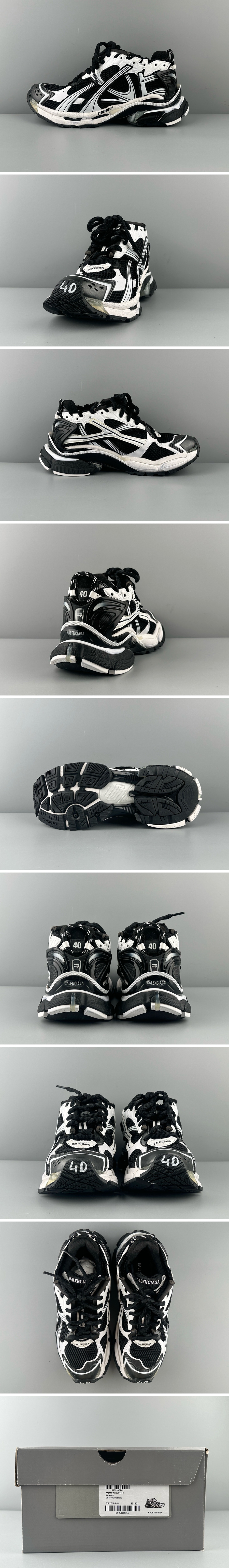 [홍콩명품.BALENCIAGA] 발렌시아가 25SS 로고 남여 Runner 7.0 스니커즈 운동화 (블랙-화이트), SE5001, S3, 명품스니커즈,운동화,구두,로퍼,하이탑,신발