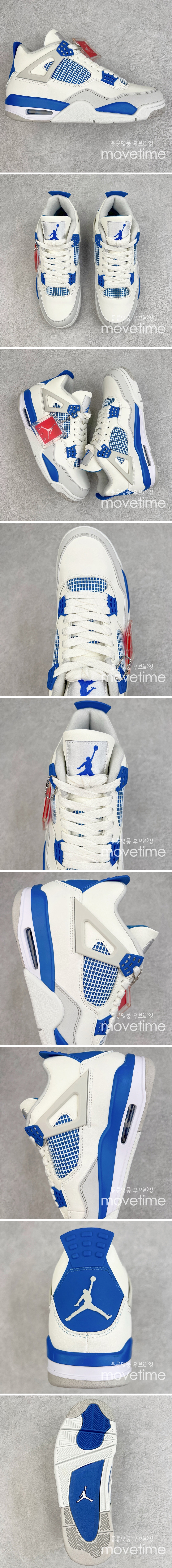 [홍콩명품.NIKE] 나이키 25SS 로고 남여 에어 조던 AJ4 Retro 스니커즈 운동화 (화이트-블루), SE5015, S3, 명품스니커즈,운동화,구두,로퍼,하이탑,신발