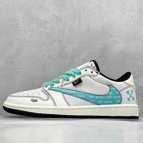 [홍콩명품.NIKE] 나이키 25SS 로고 남여 에어 조던 AJ1 오프화이트 콜라보 스니커즈 운동화 (화이트-스카이블루), SE5024, S3, 명품스니커즈,운동화,구두,로퍼,하이탑,신발