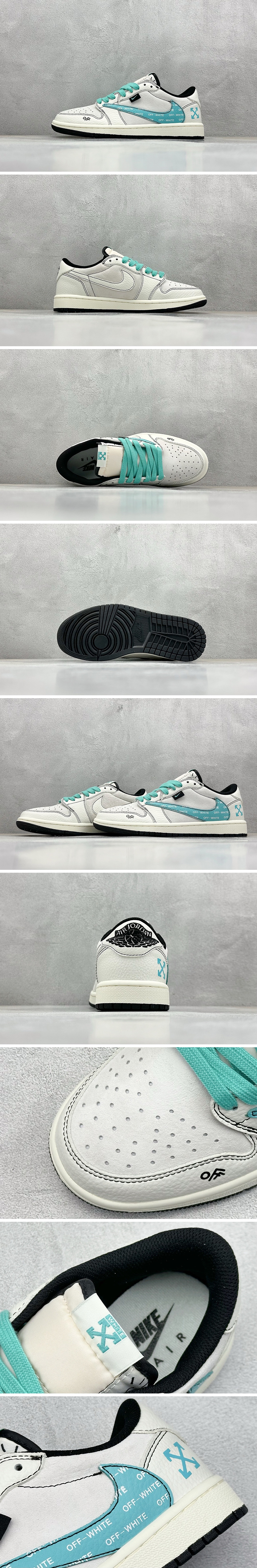 [홍콩명품.NIKE] 나이키 25SS 로고 남여 에어 조던 AJ1 오프화이트 콜라보 스니커즈 운동화 (화이트-스카이블루), SE5024, S3, 명품스니커즈,운동화,구두,로퍼,하이탑,신발