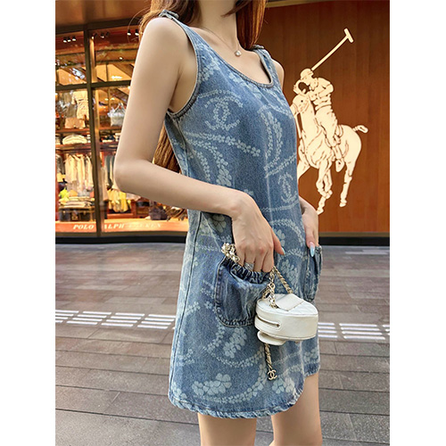 [홍콩명품.CHANEL] 샤넬 25SS 로고 패턴 여성 데님 탑 원피스, BM21128, TBG, 홍콩명품의류,구매대행,온라인명품