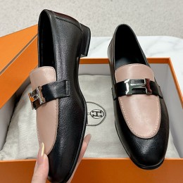 [홍콩명품.Hermes] 에르메스 25SS 로고 여성 레더 가죽 구두 로퍼 (블랙-핑크), SE5085, H3, 명품스니커즈,운동화,구두,로퍼,하이탑,신발