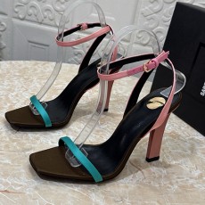 [홍콩명품.YSL] 입생로랑 25SS 로고 여성 레더 가죽 하이힐 샌들 (브라운-핑크), SE5115, GHS, 명품스니커즈,운동화,구두,로퍼,하이탑,신발