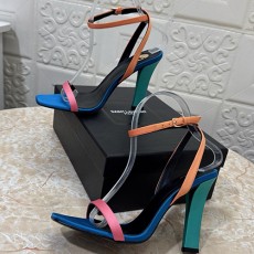 [홍콩명품.YSL] 입생로랑 25SS 로고 여성 레더 가죽 하이힐 샌들 (블루-브라운-핑크), SE5116, GHS, 명품스니커즈,운동화,구두,로퍼,하이탑,신발