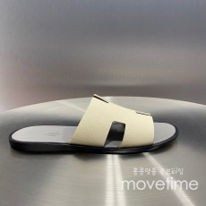[홍콩명품.Hermes] 에르메스 25SS 로고 이즈미르 레더 가죽 슬리퍼 (아이보리), SE5203, GHS, 명품스니커즈,운동화,구두,로퍼,하이탑,신발