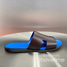 [홍콩명품.Hermes] 에르메스 25SS 로고 이즈미르 레더 가죽 슬리퍼 (블랙-블루), SE5207, GHS, 명품스니커즈,운동화,구두,로퍼,하이탑,신발