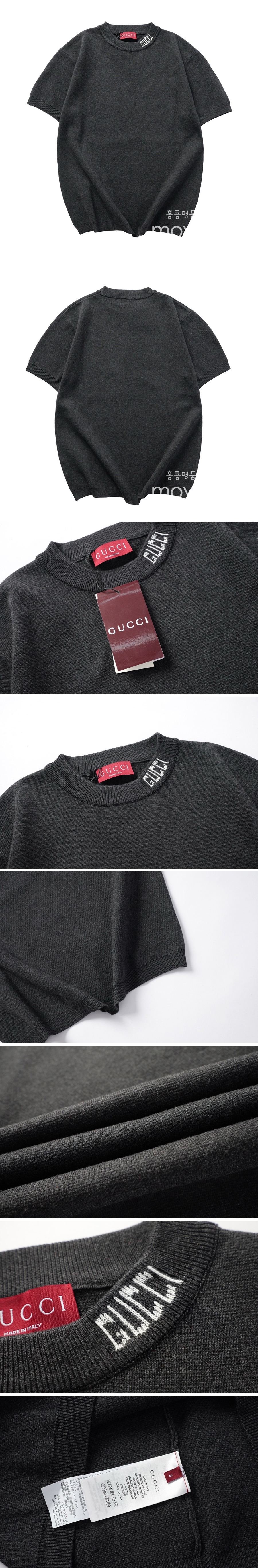 [명품레플리카.Gucci] 구찌 25SS 로고 니트 반팔 티셔츠 (다크그레이), BM21170, JU, 홍콩명품의류,구매대행,온라인명품