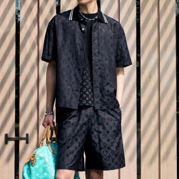 [명품레플리카.LOUIS VUITTON] 루이비통 25SS 로고 모노그램 반팔 남방 셔츠 + 쇼츠 반바지 상하의 세트 (블랙), BM21172, JU, 홍콩명품의류,구매대행,온라인명품