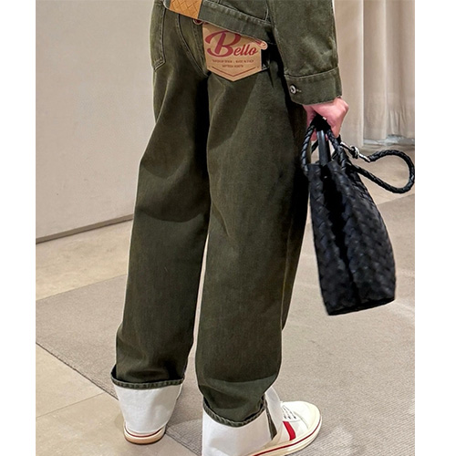 [홍콩명품.BOTTEGA VENETA] 보테가베네타 25SS 로고 오버핏 데님 팬츠 진 청바지 (카키), BM21534, JL, 명품레플리카,미러급,온라인쇼핑몰사이트
