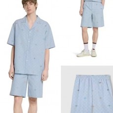 [홍콩명품.Gucci] 구찌 25SS 로고 GG수프림 반팔 남방 셔츠 + 쇼츠 반바지 상하의 세트 (스카이블루), BM21649, KK, 홍콩명품가방,명품쇼핑몰,크로스백,핸드백,구매대행