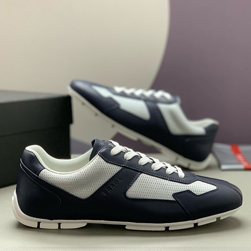 [홍콩명품,PRADA] 프라다 25SS 삼각로고 레더 가죽 스니커즈 운동화 (네이비-화이트), SE5345, PMD, 명품스니커즈,운동화,구두,로퍼,하이탑,신발