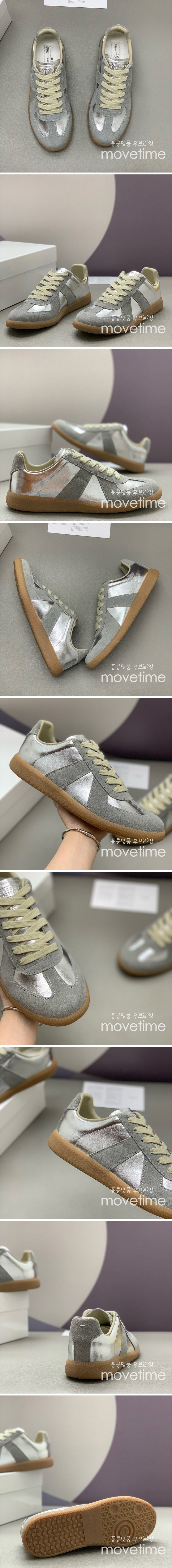 [홍콩명품.Maison Margiela] 메종마르지엘라 25SS 로고 남여 레더 가죽 스니커즈 운동화 (그레이), SE5355, PMD, 명품스니커즈,운동화,구두,로퍼,하이탑,신발