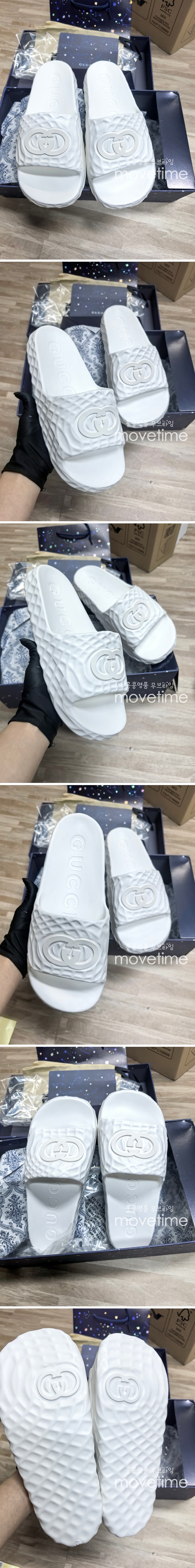 [홍콩명품.Gucci] 구찌 25SS 로고 러버 슬라이드 슬리퍼 770801 (화이트), SE5369, ALW, 명품스니커즈,운동화,구두,로퍼,하이탑,신발