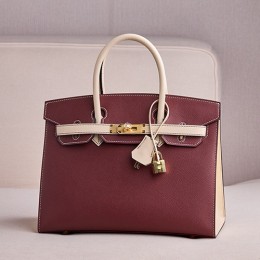 [홍콩명품.Hermes] 에르메스 25SS 로고 Birkin30 토트백 핸드백 (와인-베이지-금장), BGM5067, BDA, 홍콩명품가방,명품쇼핑몰,크로스백,핸드백,구매대행