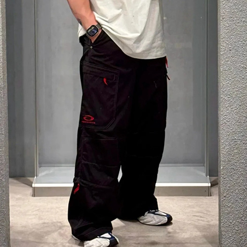 [홍콩명품.BALENCIAGA] 발렌시아가 25SS 로고 오버핏 팬츠 바지 (블랙), BM21882, KB, 레플리카의류,미러급사이트