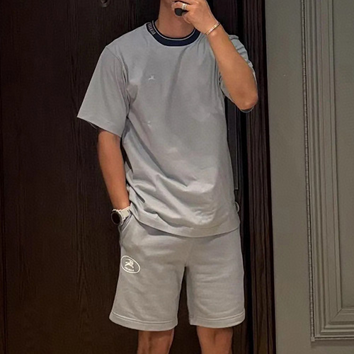 [홍콩명품.Burberry] 버버리 25SS 로고 자수 반팔 티셔츠 + 쇼츠 반바지 상하의 세트 (네이비), BM21934, JQ, 레플리카의류,미러급사이트