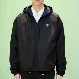 [홍콩명품,PRADA] 프라다 25SS 삼각로고 리버서블 후드 바람막이 자켓 (블랙-네이비), BM22134, JL, 레플리카의류,미러급사이트
