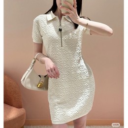 [가격문의][홍콩명품.LOUIS VUITTON] 루이비통 25SS 로고 여성 모노그램 카라 반팔 원피스 (화이트), BM22154, JL, 레플리카의류,미러급사이트