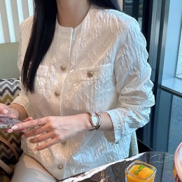[가격문의][홍콩명품.CHANEL] 샤넬 25SS 로고 패턴 여성 라운드넥 자켓 (화이트), BM22187, SS, 레플리카의류,미러급사이트