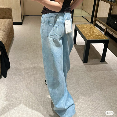 [가격문의][홍콩명품.CHANEL] 샤넬 25SS 로고 여성 오버핏 데님 팬츠 진 청바지, BM22199, SS, 레플리카의류,미러급사이트