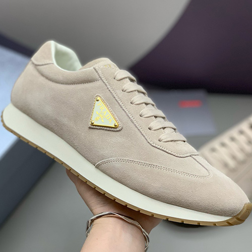 [홍콩명품,PRADA] 프라다 25SS 삼각로고 레더 가죽 스니커즈 운동화 (베이지), SE5477, PMD, 명품스니커즈,운동화,구두,로퍼,하이탑,신발