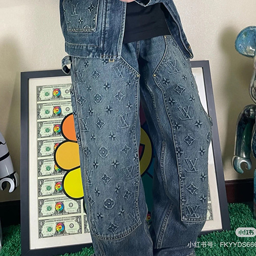 [홍콩명품.LOUIS VUITTON] 루이비통 25SS 로고 모노그램 오버핏 데님 팬츠 진 청바지, BM22310, KK, 레플리카의류,미러급사이트