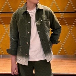 [홍콩명품.Gucci] 구찌 25SS 로고 GG수프림 데님 자켓 + 오버핏 데님 팬츠 바지 상하의 세트 (카키), BM22319, KK, 레플리카의류,미러급사이트