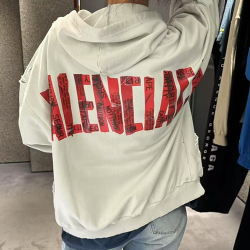 [홍콩명품.BALENCIAGA] 발렌시아가 25SS 로고 테이핑 프린트 후드 집업 자켓 (2컬러), BM22328, KK, 레플리카의류,미러급사이트