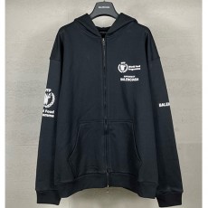 [홍콩명품.BALENCIAGA] 발렌시아가 25SS 로고 프린트 후드 집업 자켓 (블랙), BM22355, KK, 레플리카의류,미러급사이트