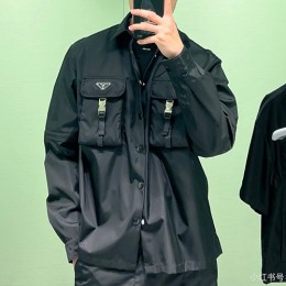 [홍콩명품,PRADA] 프라다 25SS 삼각로고 나일론 셔츠 자켓 (블랙), BM22540, KB, 레플리카의류,미러급사이트