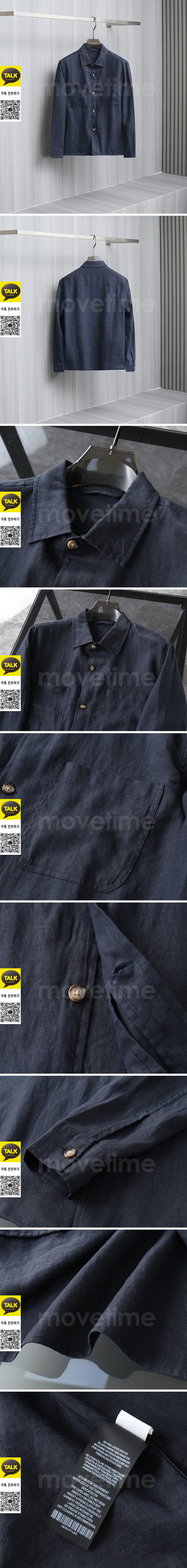 [홍콩명품.Loro Piana] 로로피아나 25SS 로고 린넨 남방 셔츠 (네이비), BM22646, KSM, 레플리카의류,미러급사이트