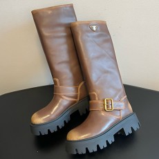[홍콩명품,PRADA] 프라다 25SS 로고 여성 레더 가죽 워커 부츠 (브라운), SE5525, GHS, 명품스니커즈,운동화,구두,로퍼,하이탑,신발