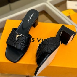 홍콩명품.LOUIS VUITTON] 루이비통 25SS 로고 여성 레더 가죽 5.5cm 굽 슬리퍼 (2컬러), SE5534, GHS, 명품스니커즈,운동화,구두,로퍼,하이탑,신발