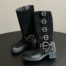 [홍콩명품,MIU MIU] 미우미우 25SS 로고 여성 레더 가죽 구두 부츠 (2컬러), SE5597, GHS, 명품스니커즈,운동화,구두,로퍼,하이탑,신발