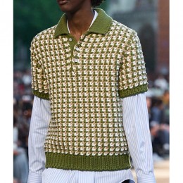[홍콩명품.LOUIS VUITTON] 루이비통 25SS 로고 카라 폴로 니트 반팔 티셔츠 (카키-베이지), BM22678, 레플리카의류,미러급사이트