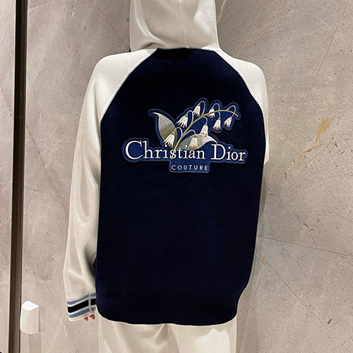 [홍콩명품,Christian Dior] 디올 25SS 로고 자수 여성 니트 후드 집업 자켓 (네이비), BM22696, TBG, 레플리카의류,미러급사이트