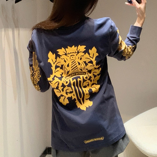 [홍콩명품.Chrome Hearts] 크롬하츠 25SS 로고 여성 긴팔 티셔츠 (블루), BM22701, TBG, 레플리카의류,미러급사이트