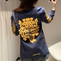 [홍콩명품.Chrome Hearts] 크롬하츠 25SS 로고 여성 긴팔 티셔츠 (블루), BM22701, TBG, 레플리카의류,미러급사이트