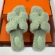 [홍콩명품.Hermes] 에르메스 25SS 로고 여성 양털 샌들 슬리퍼 (그린), SE5613, 명품스니커즈,운동화,구두,로퍼,하이탑,신발