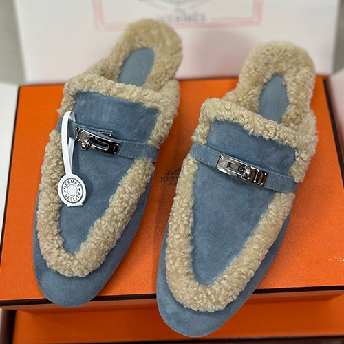 [홍콩명품.Hermes] 에르메스 25SS 로고 여성 레더 가죽 구두 뮬 슬리퍼 (블루), SE5615, 명품스니커즈,운동화,구두,로퍼,하이탑,신발