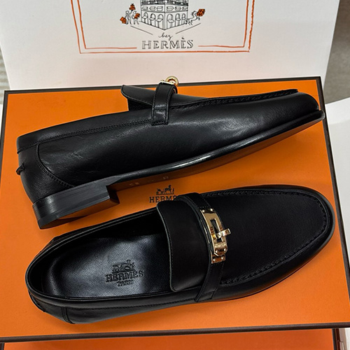 [홍콩명품.Hermes] 에르메스 25SS 로고 여성 레더 가죽 구두 로퍼 (블랙-금장), SE5616, 명품스니커즈,운동화,구두,로퍼,하이탑,신발