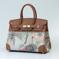[홍콩명품.Hermes] 에르메스 25SS 로고 Faubourg Tropical Birkin 30 토트백 핸드백 (브라운-금장), BGM5228, 홍콩명품가방,명품쇼핑몰,크로스백,핸드백,구매대행
