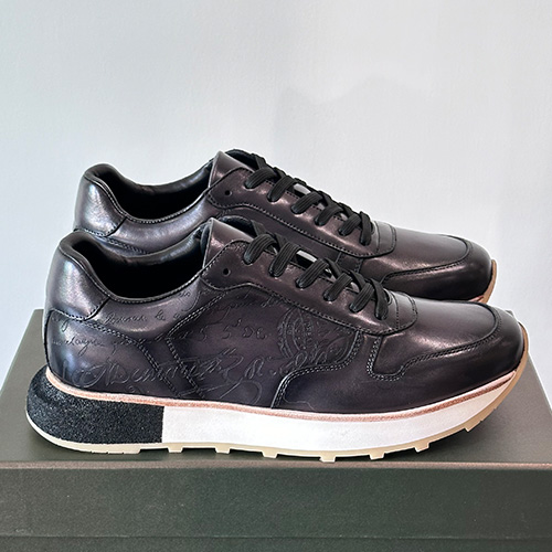 [홍콩명품.BERLUTI] 벨루티 25SS 로고 레더 가죽 스니커즈 운동화 (블랙), SE5660, S3, 명품스니커즈,운동화,구두,로퍼,하이탑,신발