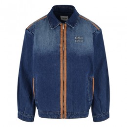 [홍콩명품,MIU MIU] 미우미우 25SS 로고 여성 데님 카라 봄버 자켓, BM22736, JL, 레플리카의류,미러급사이트