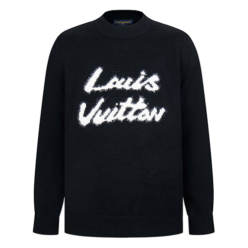 [가격문의][홍콩명품.LOUIS VUITTON] 루이비통 25SS 로고 캐시미어 니트 스웨터 (블랙), BM22762, S1F, 레플리카의류,미러급사이트
