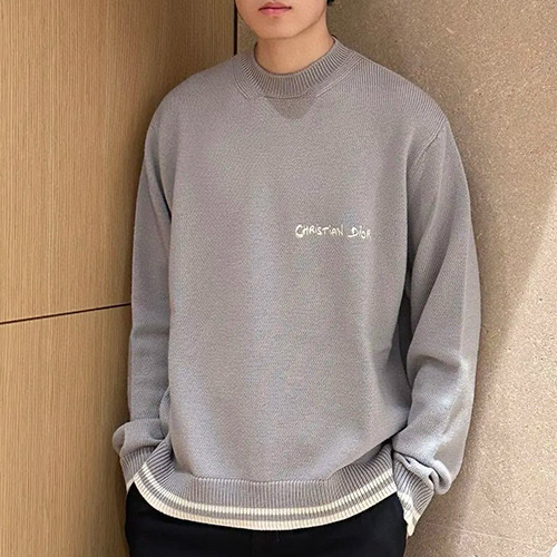 [가격문의][홍콩명품,Christian Dior] 디올 25SS 로고 자수 캐시미어 니트 스웨터 (그레이), BM22768, S1F, 레플리카의류,미러급사이트