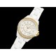 [홍콩명품.CHANEL] 샤넬 J13 38mm 옐로우골드 다이아몬드 베젤 화이트 세라믹 화이트 다이얼