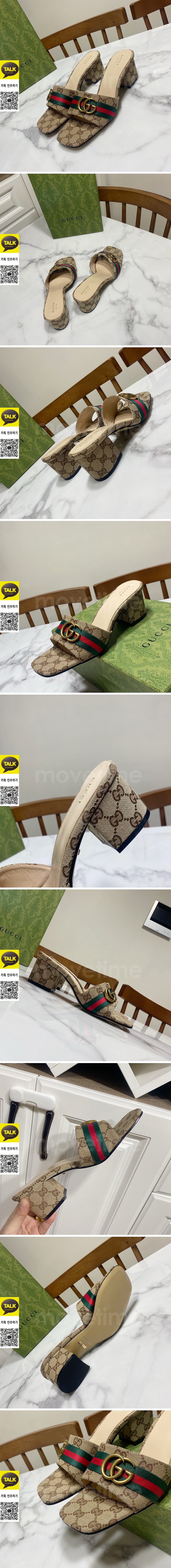 [홍콩명품.Gucci] 구찌 25SS 로고 여성 GG수프림 6.5cm 굽 샌들 슬리퍼 (카라멜), SE5709, GHS, 명품스니커즈,운동화,구두,로퍼,하이탑,신발